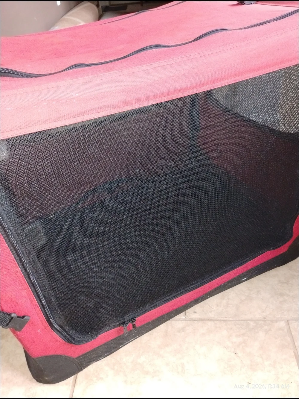 Red Soft-Sided Travel Dog Crate - Portable Carrier